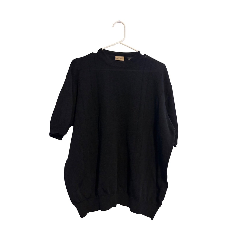 Axist Knit Sweater Mens XL‎ Black Good Short Sleeve Textured Crew Neck